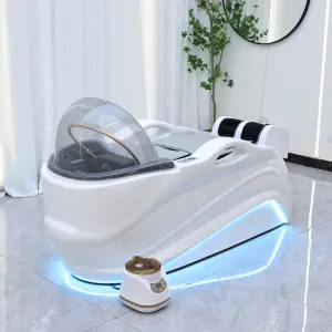 Hair salon specific shampoo with LED lights, luxurious head massage bed with foot and back massage functions, water circulation