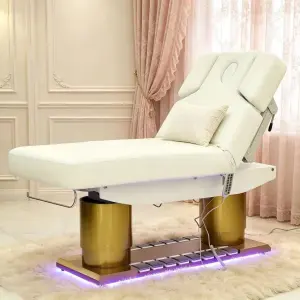 Light Luxury Beauty Bed With Holes, Foot Controlled Four Motor Tilt Lifting, Eyelash Beauty, Beauty, Embroidery Three In One