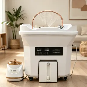 Portable Electric Shampoo Basin with Water Tank, Constant Temperature Head Spa Sink, Mobile Hair Washing Station with Steam Func