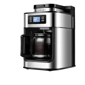 220V Drip Coffee Maker Machine Home Automatic LED-display Bean Grinder Fresh Grinding Coffee Tea Milk