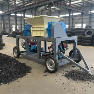 Industrial Moveable Diesel Scrap Metal & Used Tire Shredder Machine with High Efficiency Motor Energy Saving 60kw Power for Sale