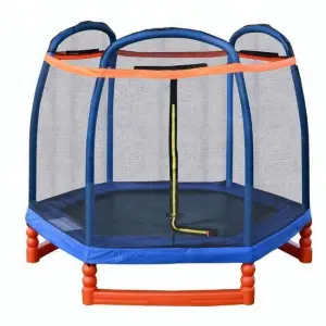 7.2ft Unisex Indoor PVC & PP Foldable Kids' Trampoline with Safety Bar for Home Amusement or Park Use1