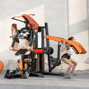 Unisex 3-Station Home Gym Equipment, Durable Metal Multifunctional Strength Tool