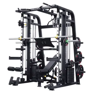 Smith Machine,Multi-Functional Exercise Equipment Home Fitness,Cage-Style,Multi-Power Adjustable, Squat Rack+Bench+100KG Weights