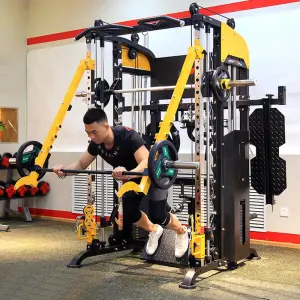 Free Shipping Squat Frame Gym Large Weight Lifting Gantry With 60*2=120KG Counterweights Trength Training Commercial Smith Rod