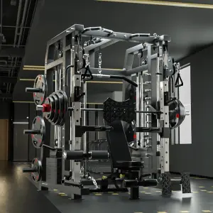 Commercial Smith Machine Set With 130kg Counterweights+100kg Weight Plates+Bench Door To Door Seller Pay Tax Smith Machine Set