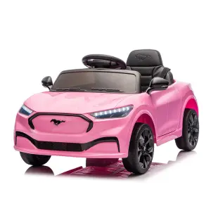 Licensed Ford Mustang Mach E Kids Electric Car with 24V Battery Powered Remote Control Pink Plastic Ride-On Cars for Girls