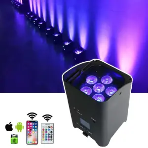 AOPU RGBWA UV Pae 6In1 Uplights Battery Wireless Stage Lighting Battery Power LED Par Light for Hall Events