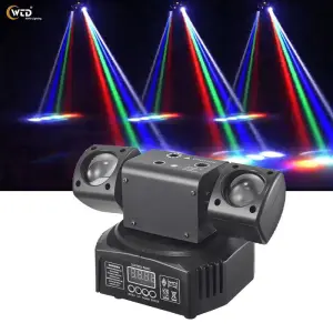 AOPU 8Pcs 3W Moving Head Beam Light 1W Red and 1W Green Laser Lights 10W Strobe DMX Spider Light for KTV Stage