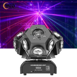 18pcs RGBW 4in1 LED Beam Moving Head Light 10W Power DMX RGB Laser Effects KTV Stage Lighting DJ Disco 3 Head Lights DMX512