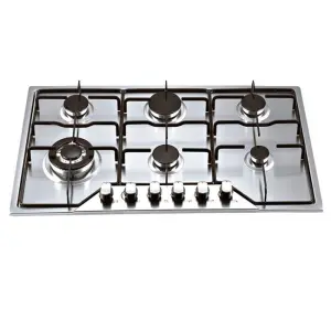 Gas Hob with 6 Burners Household Kitchen Stainless Steel Gas Stove With Safety Device Gas Cooker