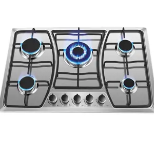 5 Burner Stainless Steel Gas Cooktop 5 Italy Sabaf Sealed Burners for Home Kitchen Gas Cooker
