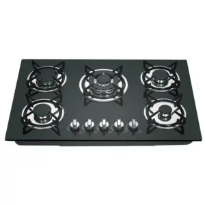 Home Kitchen Appliance 5 burner Built in NG Gas Stove Cooker with Flameout protection Glass Top Gas Cooktop