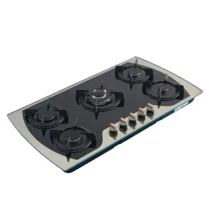 New Design Fashionable Hot Selling 5 Burner Glass Cast Iron Pot Rack High End Gas Stove Kitchen Cooker LNG Free Conversion