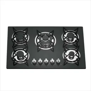 220 V Gas Hob 5 burner Gas Stove Built in Five Gas burner Glass Cooking Bench Black Solid Rv Cooker Cooktop Kitchen Kitchenware