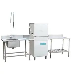 CE Certified Commercial Stainless Steel Freestanding Hotel Dishwasher Energy Saving Hood Door 8 Sets Capacity Electric/Manual