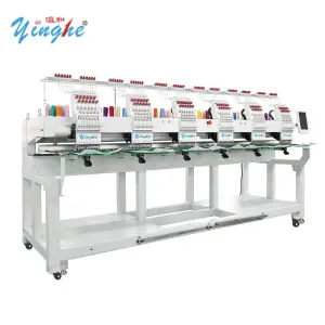 YINGHE 2026NEW 6 Head 9/12/15 Needle Embroidery Machine Tshirt Flat Cap X500 Y450 ServoMotor 1200RPM Touch-Screen USB Memory DST