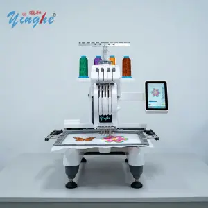 Yinghe Single Head Automatic Embroidery Sewing Machine 260*360mm Hoop Area 7" Touchscreen 4 Needle Embroidery Machine