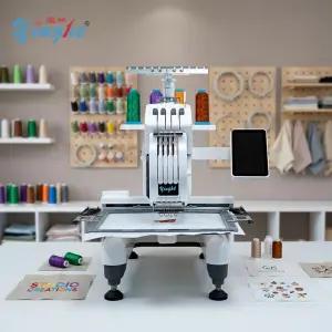 YINGHE 2026New Popular 1 Head 4 Needle Desktop Embroidery Machine Tshirt Cap MagneticFrame Easy-operate Touch-panel SA JHB Local