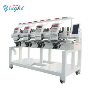 YINGHE 4 Head 9/12/15 Needle Embroidery Machine Tshirt Flat Cap X500 Y450 ServoMotor 1200RPM Touch Screen Panel USB Memory DST