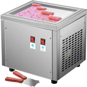 Commercial Ice Roll Maker, Stir-Fried Ice Cream Roll Machine Stainless Steel With Single Square Pan