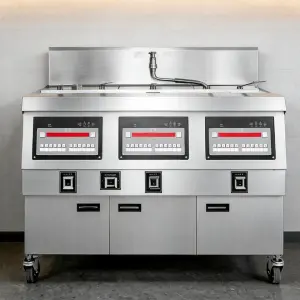 Commercial 3 Tanks Deep Fryer Electric Professional Smart Automatic Restaurant Kitchen Equipment With Oil Filtration System