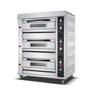 High Quality 3 Deck 6 Trays Commercial Kitchen Bakery Machine Equipment Baking Oven Bread Cake Deck Oven