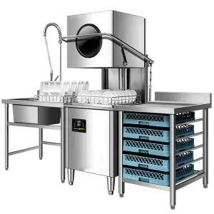 TV80D 304 Stainless Steel Lift Commercial Dishwasher Free-Standing Hood Type Dishwasher Electrico for Restaurant Htel Use