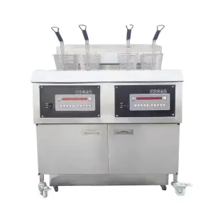 Factory OEM Commercial Deep Fryer with Automatic Lifting System,and Oil Filtration Cart, Suitable for Fried Chicken Shops.