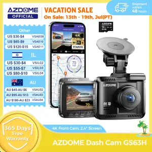 AZDOME Dash Cam GS63H 4K Built-In GPS Wi-Fi Dash Car Camera with Starvis 2.4" Screen WDR Night Vision Car DVR Parking Monito