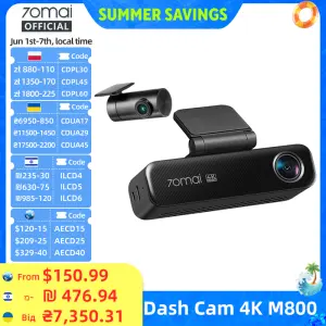 70mai Dash Cam 4K M800 eMMC 128GB HDR Built-in GPS ADAS 24H Parking Monitor LTE 4G Compatible Voice Control Car DVR 70mai M800