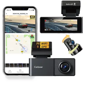 Carlover Dash Vam 5G WIFI GPS 4K Super Night Vision Loop Recording IPS Car Black Box Dash Camera Front/Rear Video Recorder DVR