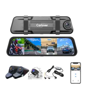 Carlover N98 9.66 Inch 4 Lens 2K ADAS BSD WiFi Rearview Car Camera Dash Cam