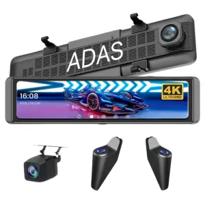 Carlover 4 Lens Dash Cam 4K Mirror Dashcam ADAS BSD WiFi Rear View Mirror Camera Dashcam for Car