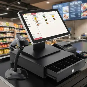 15.6 Inch Flat Touch All In One POS PC 10-Point Capacitive Touch For Supermarket Convenience Store Cash Register