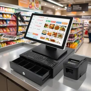 15.6" Industrial All in One Panel PC 10 Points Capacitive Touch Win/Linux POS Terminal for Supermarket Convenience Store