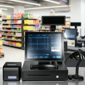 15 Inch Industrial Touch POS All in One 10-Point Capacitive Screen Cashier Terminal for Supermarket Convenience Store