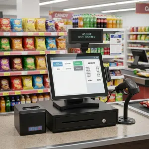 15" True Flat Touch POS Terminal I5-6200U Industrial Sharp Mitsubishi Screen for Retail Shop Restaurant Supermarket