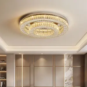 Luxury Modern Round Villa Lobby Crystal LED Home Bedroom ceiling Light Hotel Livingroom Middle Ceiling Lamp Switch Control