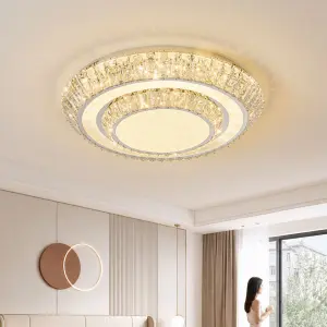 Luxury Middle Ceiling Lamp Crystal LED Villa Round LivingRoom Bedroom Hotel Lobby Home Decor Stainless Steel Ceiling Light