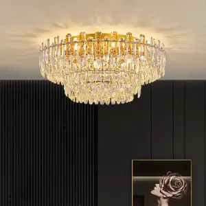 Modern Luxury Crystal Banquet Hall Round Ceiling Lamp Home Room Decor LED Middle for Villa Hotel Hall Modern Iron Ceiling Light