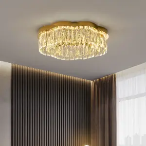 Modern Round Crystal Gold Minimalist LED Ceiling Lamp Indoor Decor for Home for Living Dining Bedroom Study Room