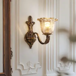 Home Bedroom Banquet Hall Led Wall Light Luxury LED Copper Glass Sconce Hotel Entrance Porch LivingRoom Outdoor Garden Wall Lamp