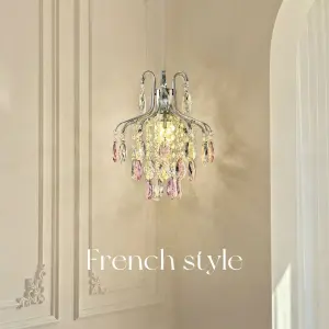 Luxury French Crystal Small Night Pendant Light Led bar HomeRoom Decor Adjustable Height Hanging Modern Iron Chandelier Dimmable