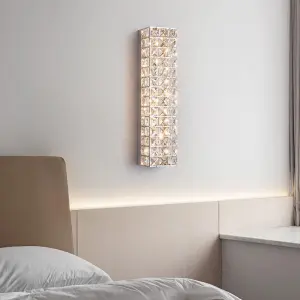 Modern Luxury Crystal Wall Lamp Simple LED Light Source for High-End Living Room Bedroom Bedside Corridor Background Wall