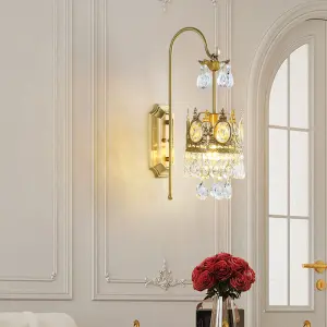 Modern Luxury LED Crystal Wall Lamp Sconce Contemporary Design Dimmable Gold Shade for Hotel Entrance Porch Bedroom Living Room