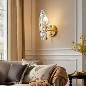 Modern Luxury LED Wall Lamp with Copper Glass Gold Entrance Porch Wall Light Dimmable for Bedroom Hotel Hallway Wall Light