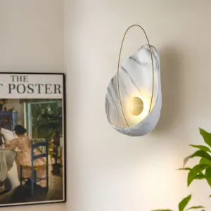 Modern Luxury LED Copper Resin Bedside Wall Lamp Sconce Hotel Entrance Hall Porch Villa Living Room Home Decor Wall Light