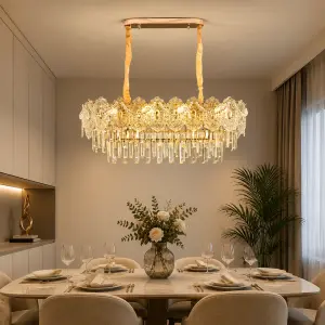 Modern Luxury Classic Crystal bar Counter Restaurant Chandelier Light Villa Living Room Hotel Adjustable Height Pendant Lamp