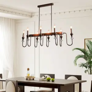Home Restaurant Decor Brown Crystal Iron LED Pendant Chandelier Adjustable Height Dimmable Ceiling Light for Hotel Banquet Hall